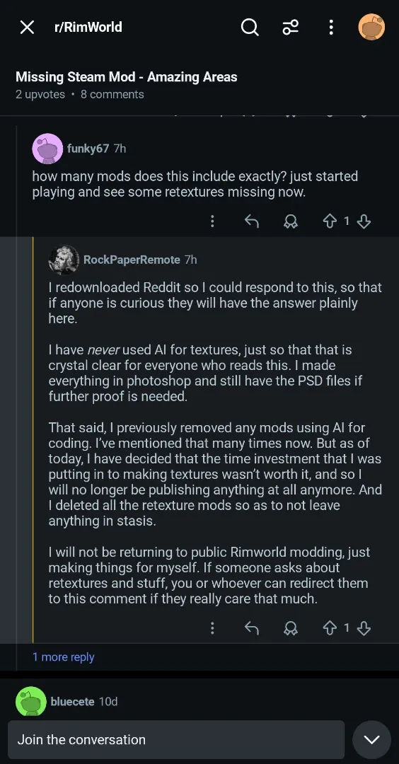 Original modder's fantastic explanation on why he nuked his works. Just great.