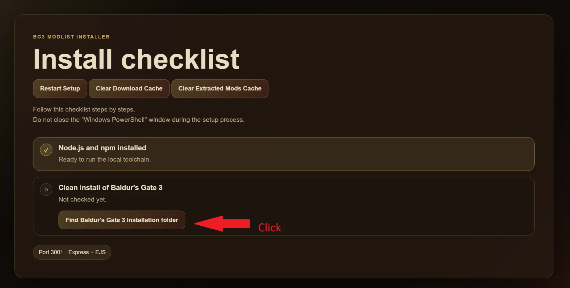 8th Step : In your default browser, you should now see the automated checklist appear.